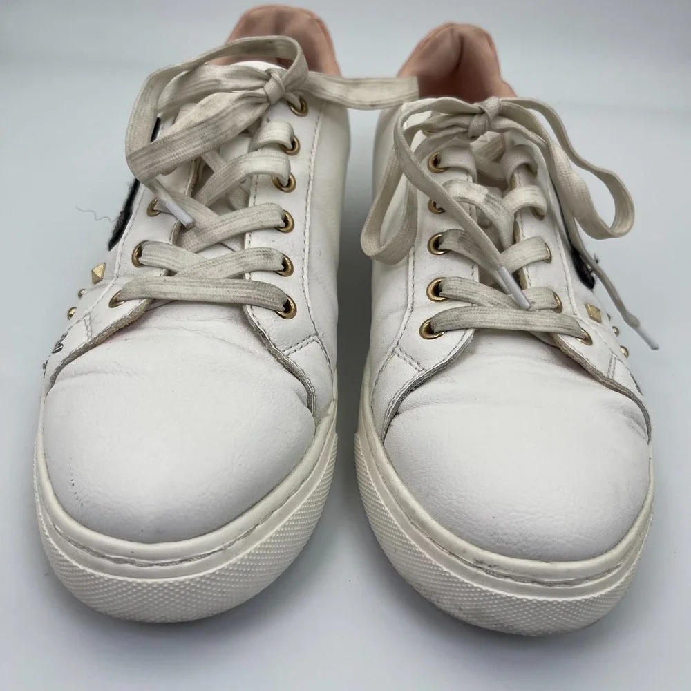 Aldo Chicou Syn Mix Mat Sneakers Women's Size 8.5 Studded Embellished White